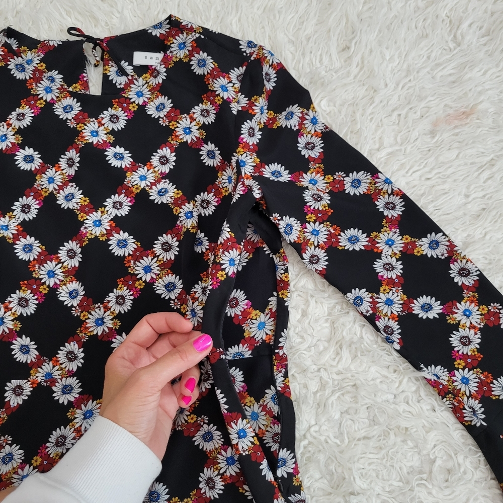 Sandro Paris Rony Silk Floral Dress Sz 1 - Picture 7 of 12